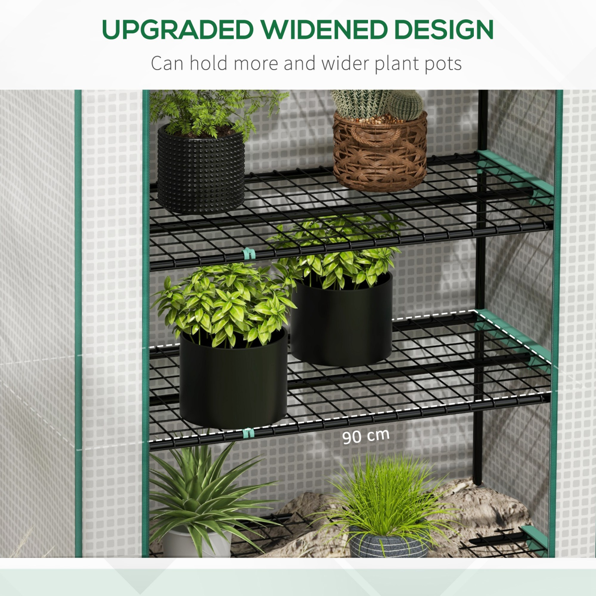 Outsunny 5-Tier Widened Mini Greenhouse with Roll-Up Zipped Door & UV-Resistant Cover – Plant Storage, White