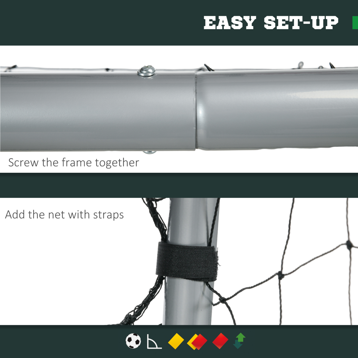 SPORTNOW 8ft x 5ft Football Goal with Weather-Resistant Net – Easy Set-Up Training Goal, Grey