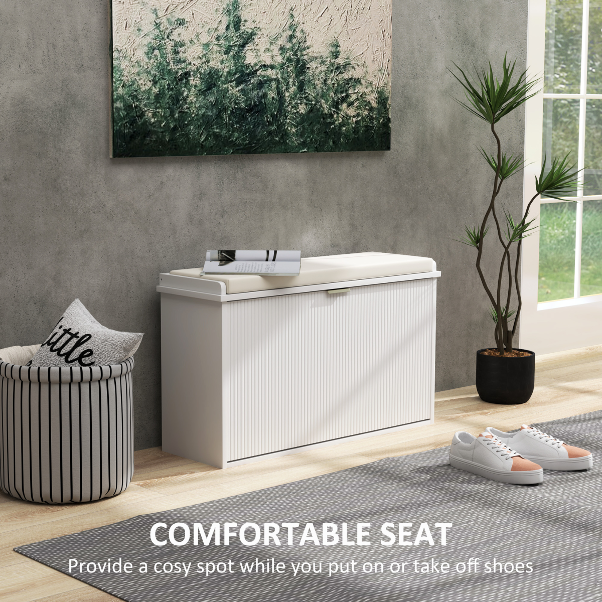Hallway Shoe Storage Bench Cabinet with Enclosed Storage & Seat – Entryway Bench, 120kg Capacity