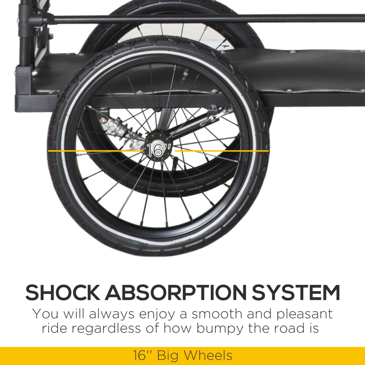 HOMCOM Folding Bike Trailer with Suspension & Quick-Release Wheels – Steel Cargo Wagon, 40kg Capacity, Black