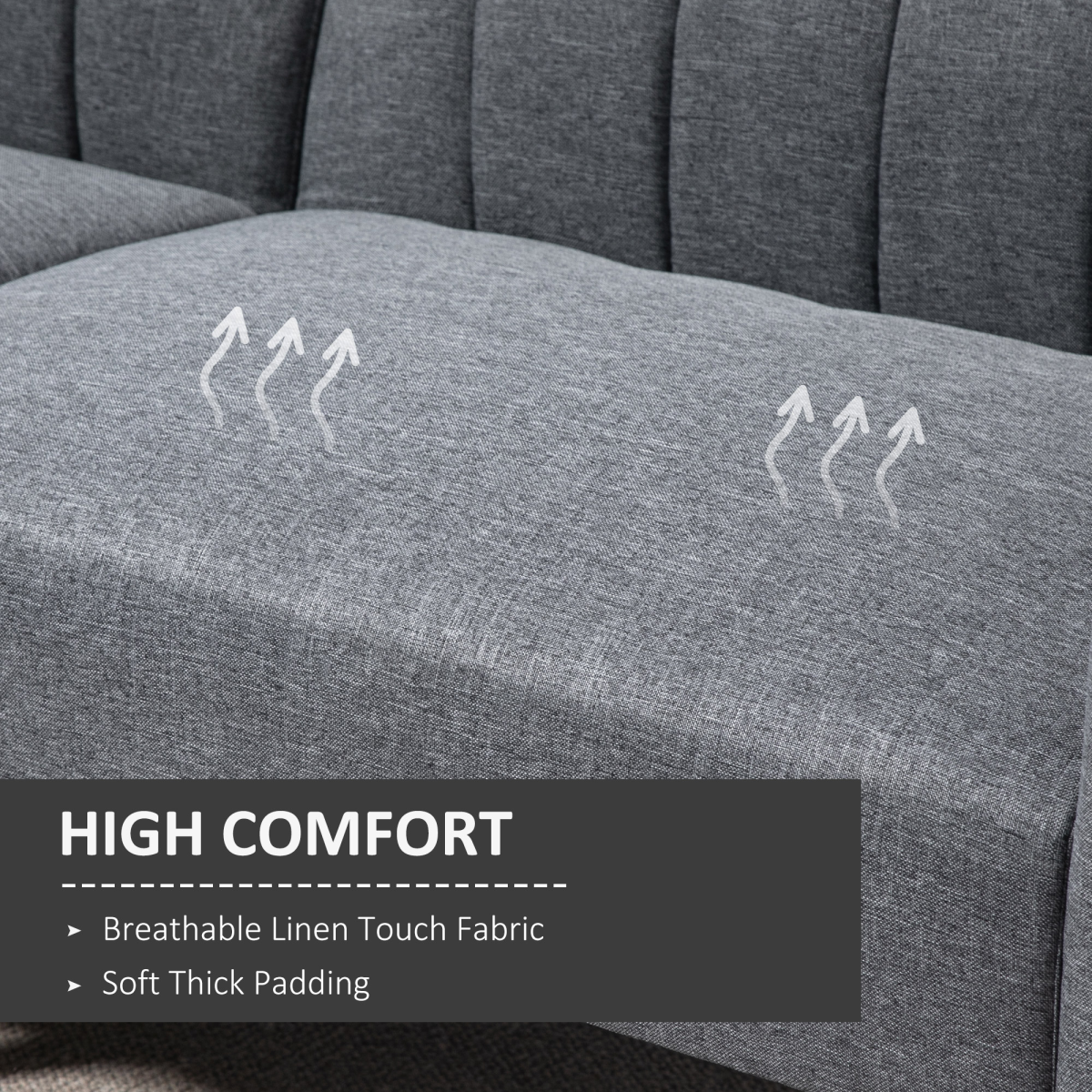 HOMCOM Two Seater Sofa Bed with Adjustable Backrest – Compact Padded Guest Bed for Living Rooms