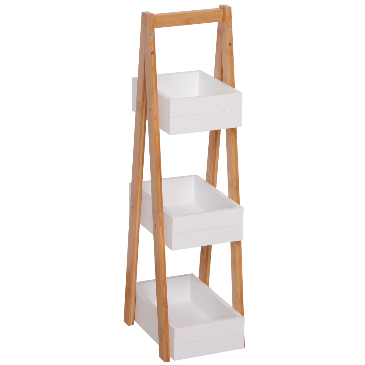 HOMCOM 3-Tier Bamboo Bathroom A-Shape Rack – Storage Shelf for Toiletries and Towels