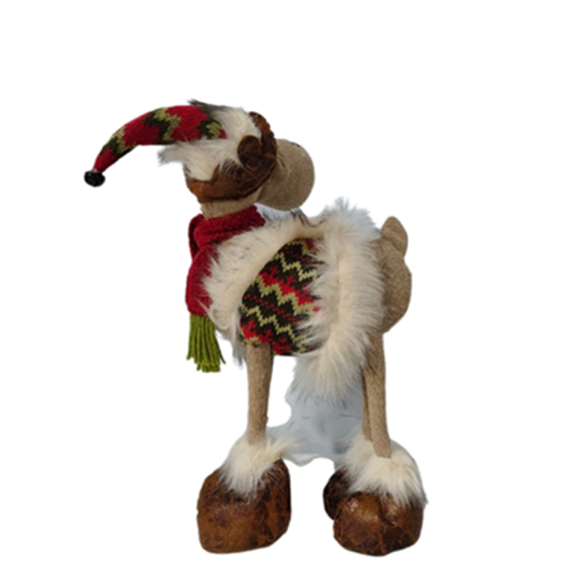Christmas Reindeer Gnome Plush Decoration with Antlers & Jingle Bell – Handmade Swedish Tomte Style