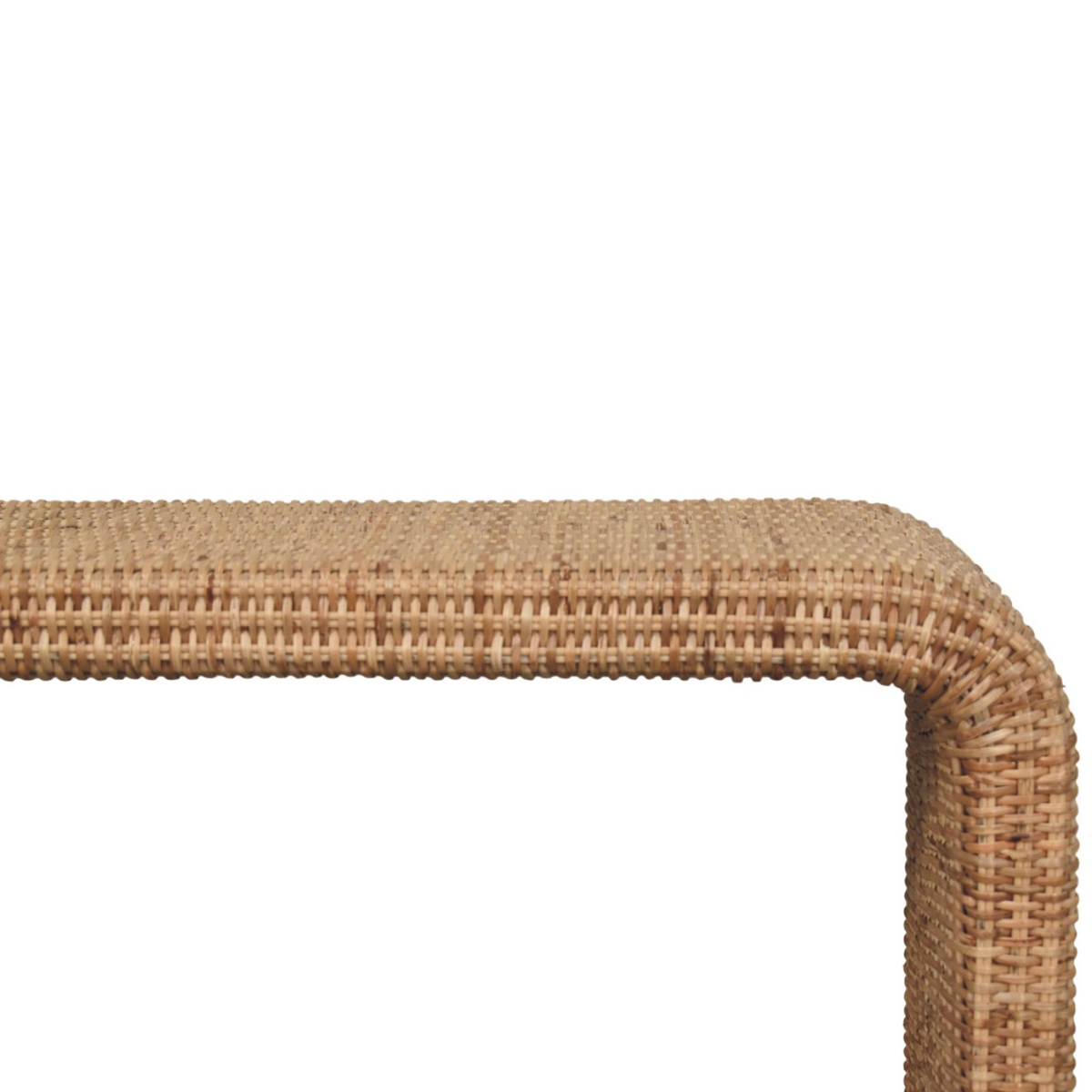 Artisan Furniture Rattan Weave Solid Mango Wood Bench – Entryway & Bedroom Seating, Beige