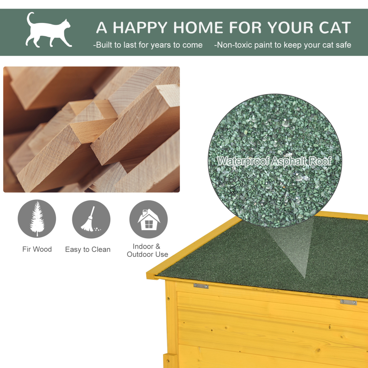 Pawhut Wooden Outdoor Cat House with Openable Roof, Lockable Door and Detachable Legs – Waterproof Garden Shelter