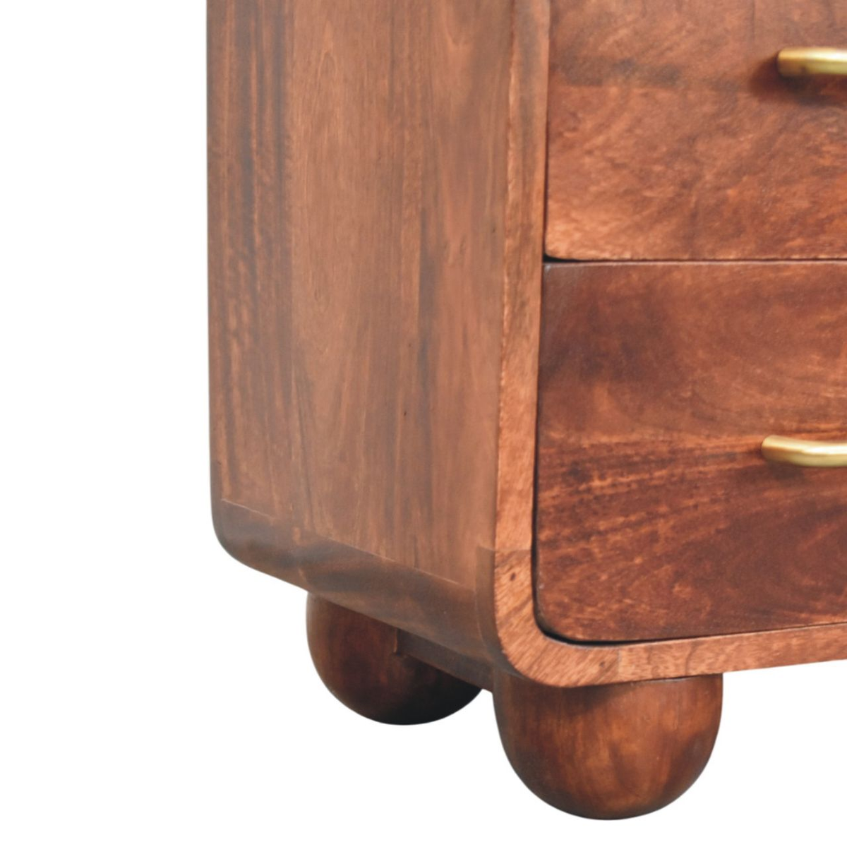 Artisan Furniture Solid Wood 3-Drawer Rounded Chest with Brushed Brass Handles – Winewood Oak, Brown