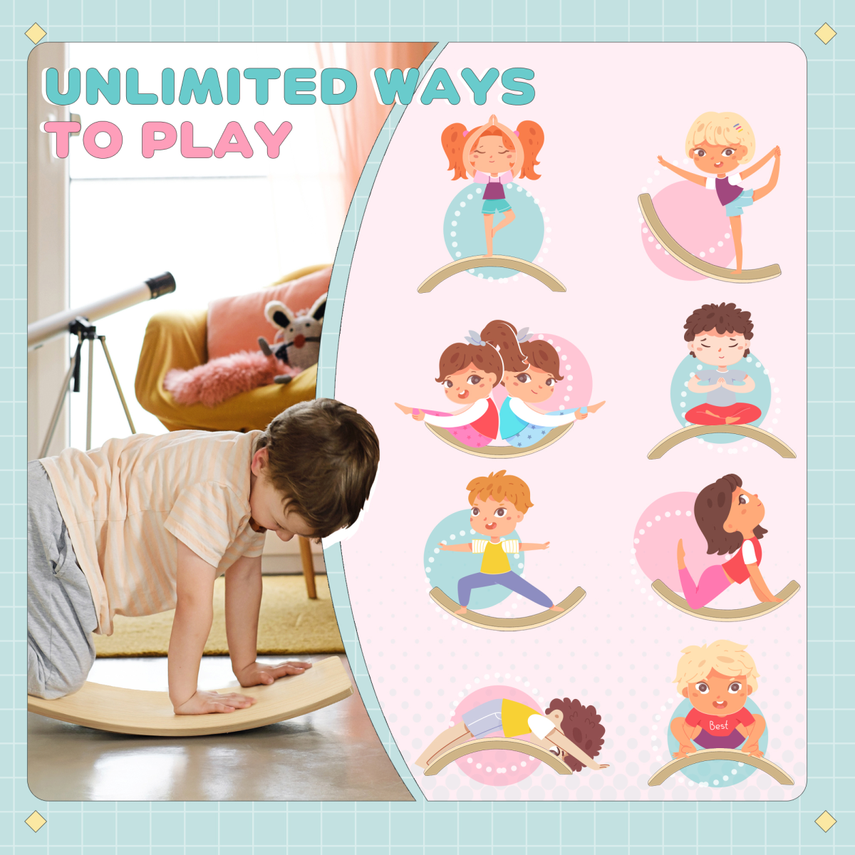 AIYAPLAY Kids Wooden Balance Board – Pine Wood Multilayer Board for Balance & Coordination, Ages 3–8, Natural