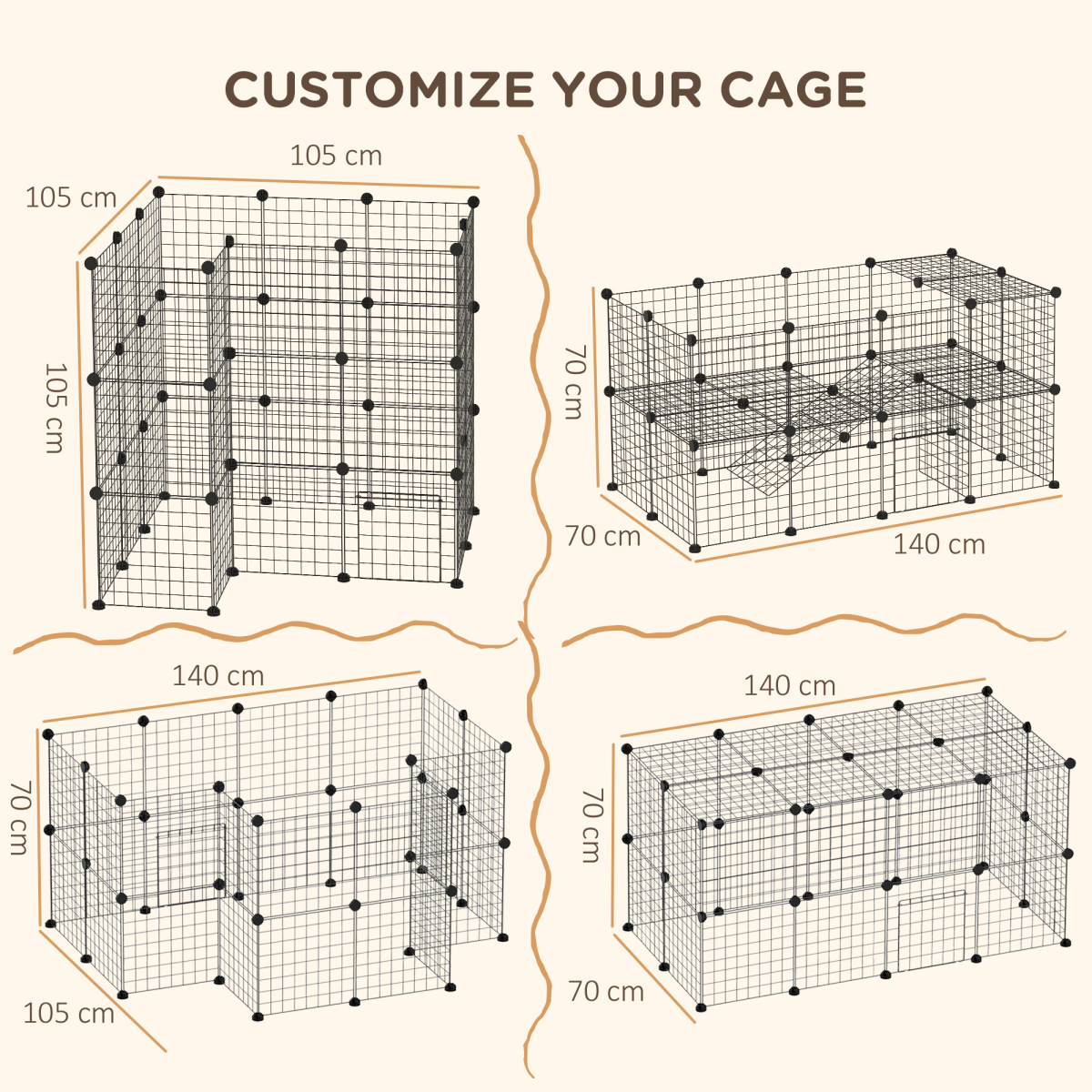 PawHut DIY 36-Panel Small Animal Playpen – Metal Cage with Door for Rabbits, Guinea Pigs and Chinchillas