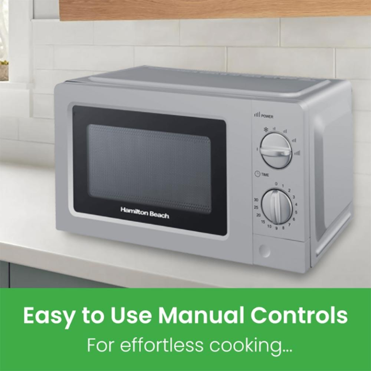 Hamilton Beach 700W 20L Manual Microwave with 6 Power Levels and Speed Defrost – Silver, HB70T20S