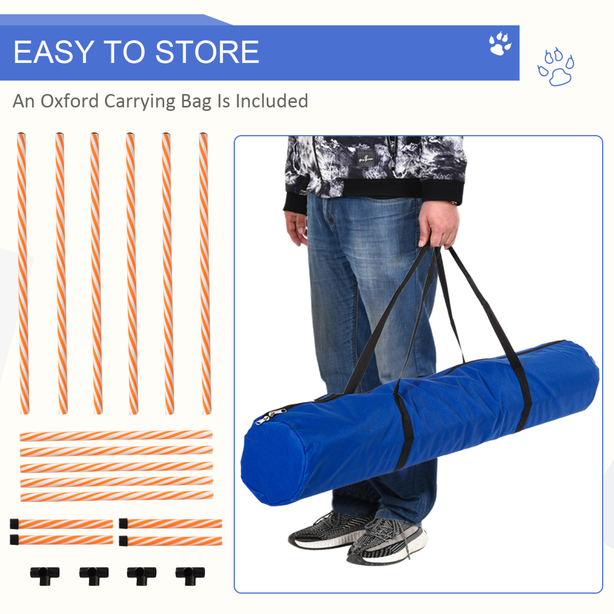 Pawhut Dog Agility Weave Poles Training Set with Whistle & Carry Bag – Slalom Obstacle Course Equipment