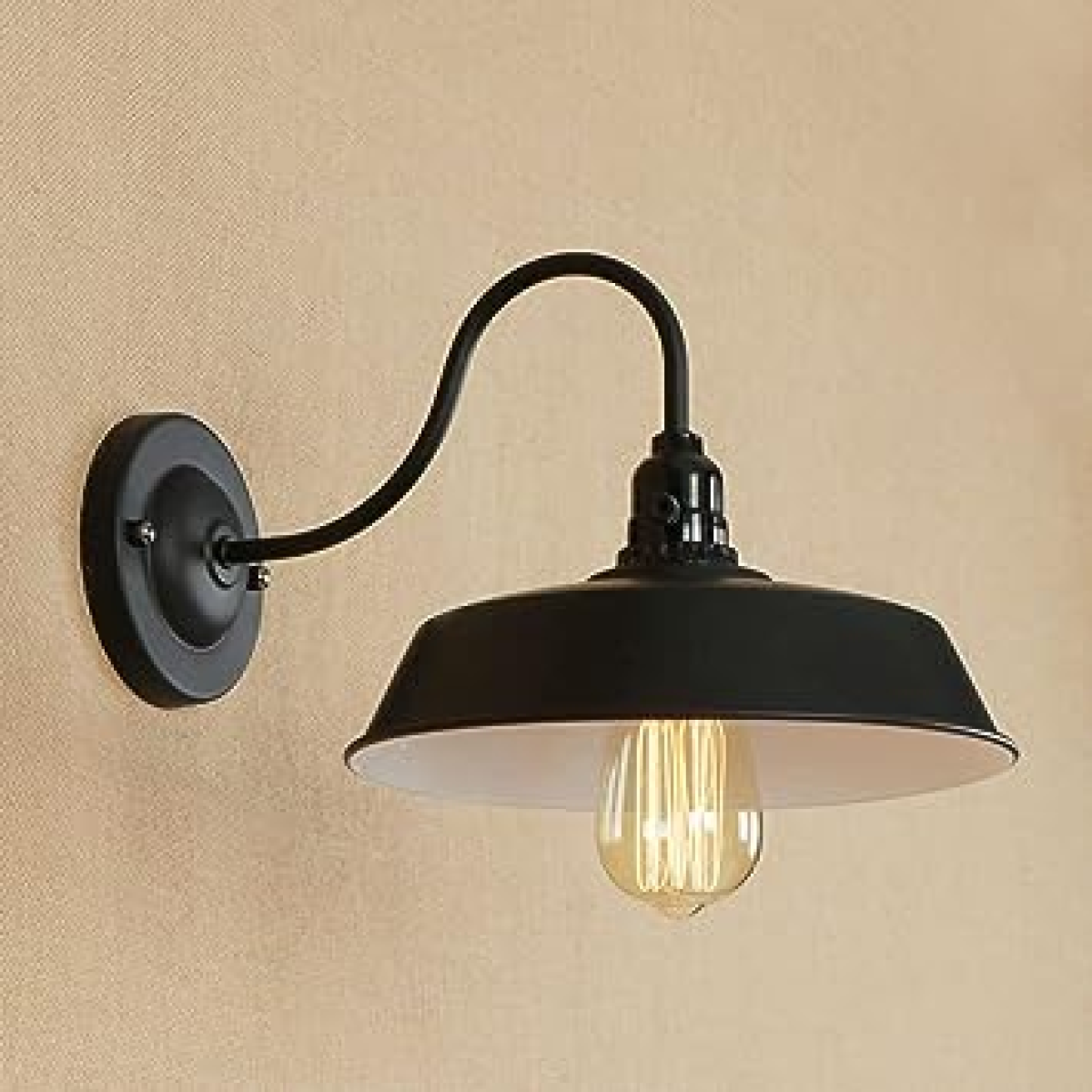 LEDSone Modern Black Iron Cage Wall Light – Contemporary Wall Sconce for Living Room, E27