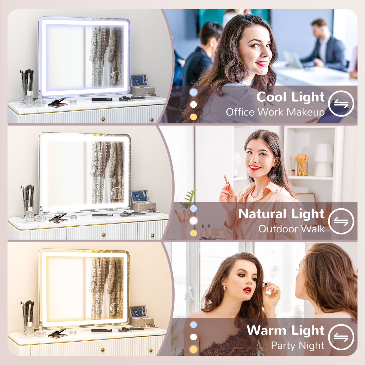 HOMCOM Vanity Mirror with LED Lights, 10X Magnifying Mirror & USB Charging Port – Wall or Tabletop, White