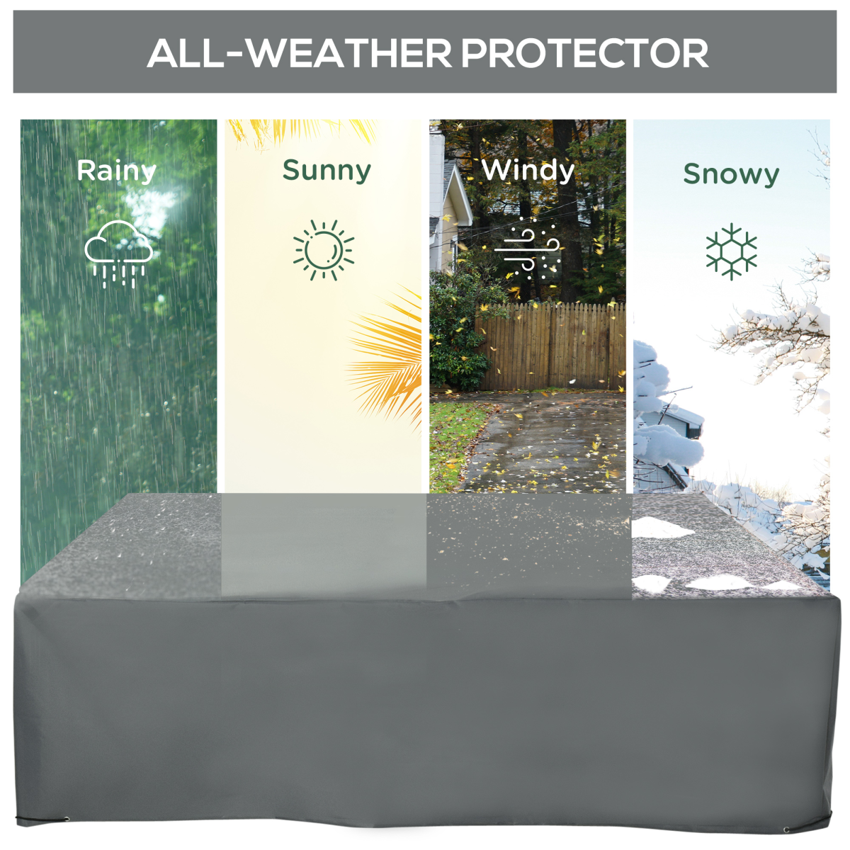 Outsunny Water & UV Resistant Garden Furniture Cover, 205 x 192cm – Oxford Fabric Patio Protection, Grey