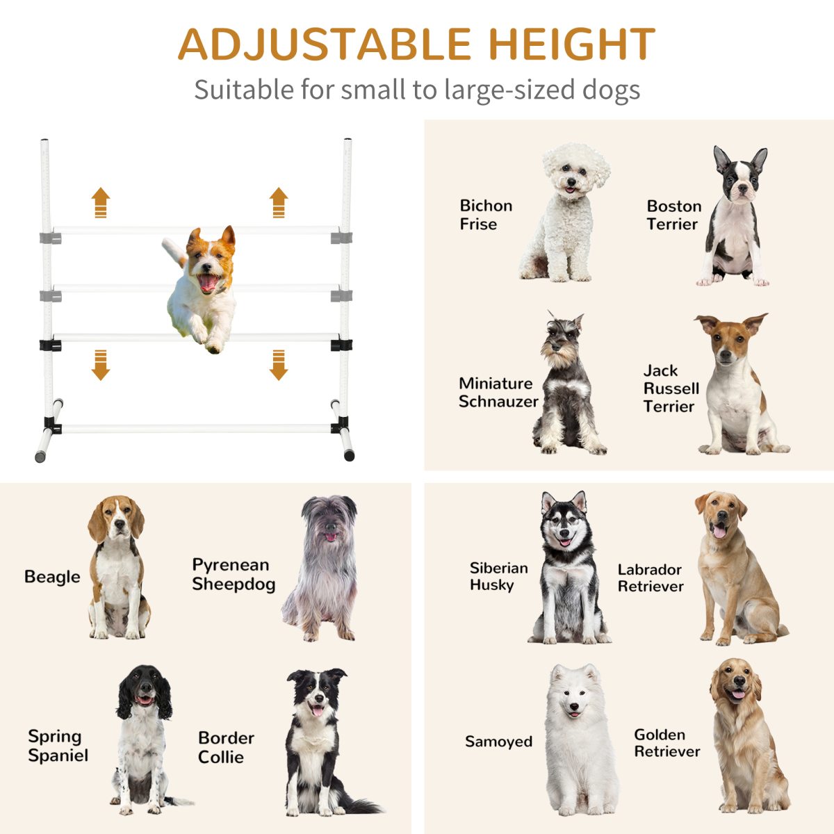 Pawhut Dog Agility Set with Adjustable Jumps and Carrying Case – Free-Standing Training Obstacle Course