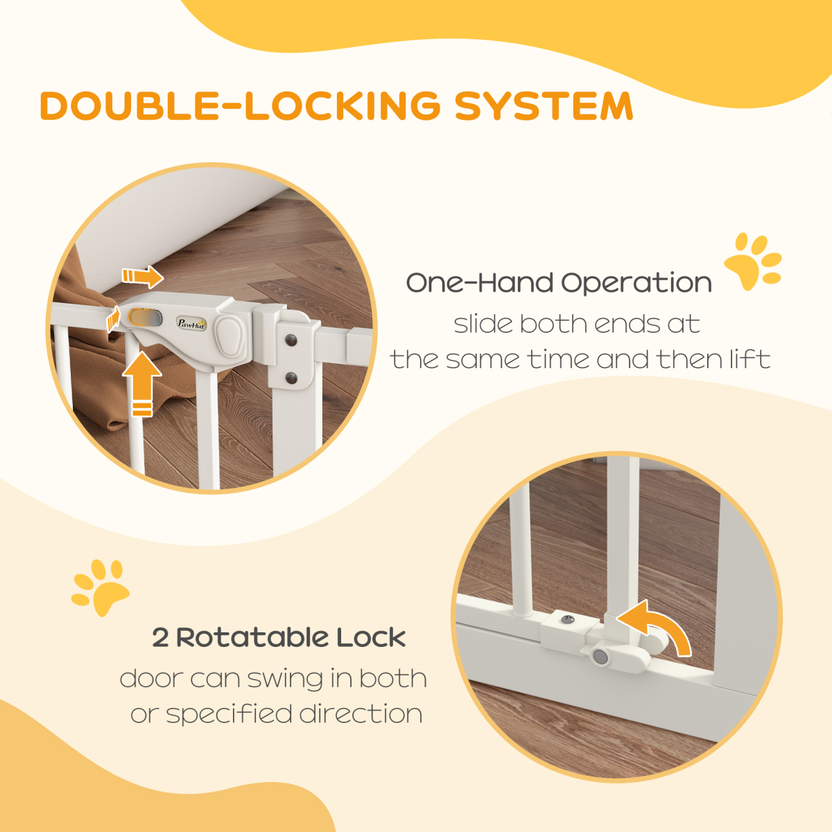 PawHut Adjustable Safety Gate with 2 Extensions and 4 Screws – Pet Gate for Doors and Stairs, White