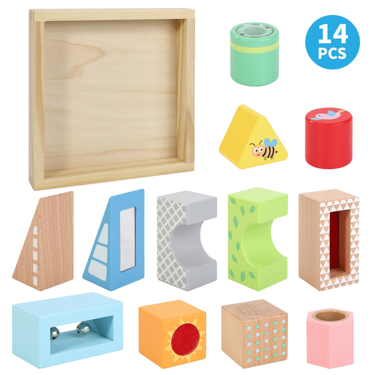 SOKA Sensory Block Set – Shaped & Coloured Blocks for Sight, Sound and Touch Play