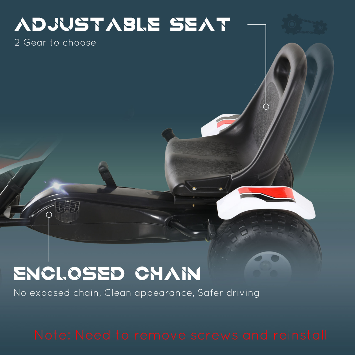 Kids Racing-Style Pedal Go Kart with Gear Shift, Hand Brake and Adjustable Seat – Ride-On Racer