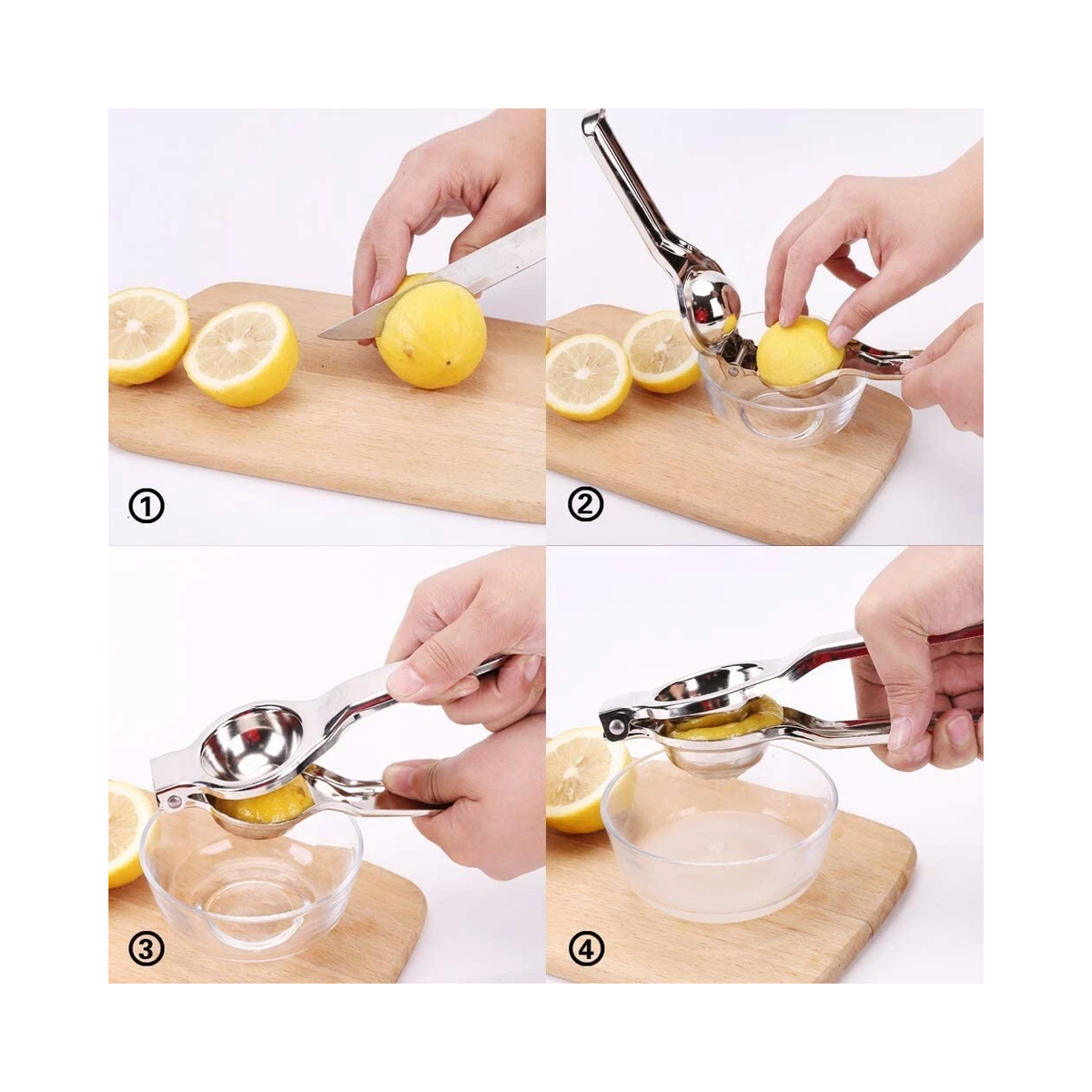 2 Pack Stainless Steel Manual Lemon & Orange Squeezer – Rust-Proof Hand Citrus Juicer with Pulp Filter Basket
