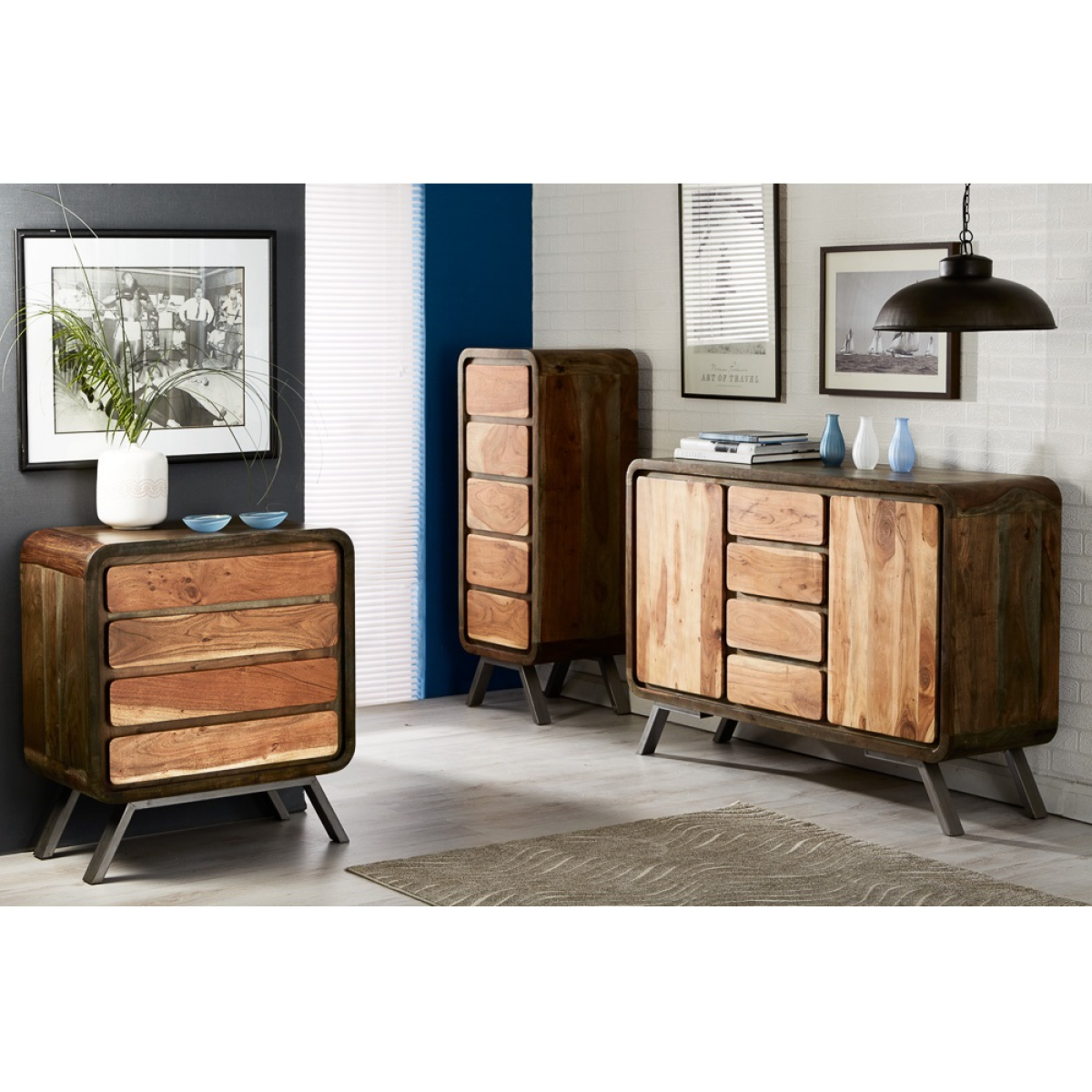 Aspen Large Hand-Crafted Sideboard with Cupboards & Drawers – Retro-Style Dining Room Storage