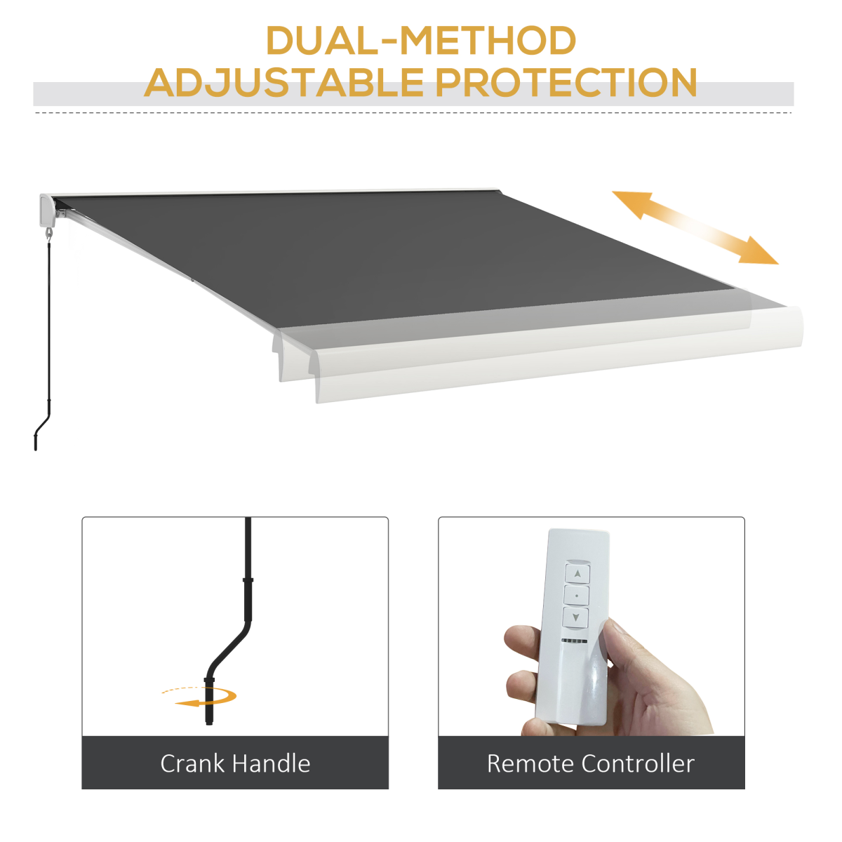 Outsunny 4 x 3m Electric Retractable Awning with Remote Control and Cassette – Patio Shade, Grey