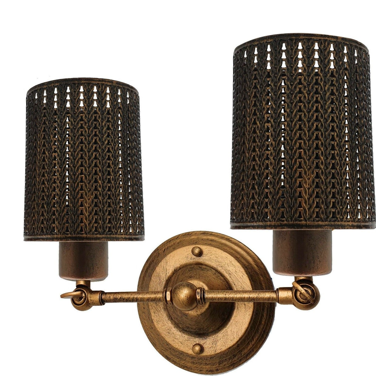 LEDSone Brushed Copper Wall Light with Cage Shade & E27 Base – Wall-Mounted Sconce for Living Rooms