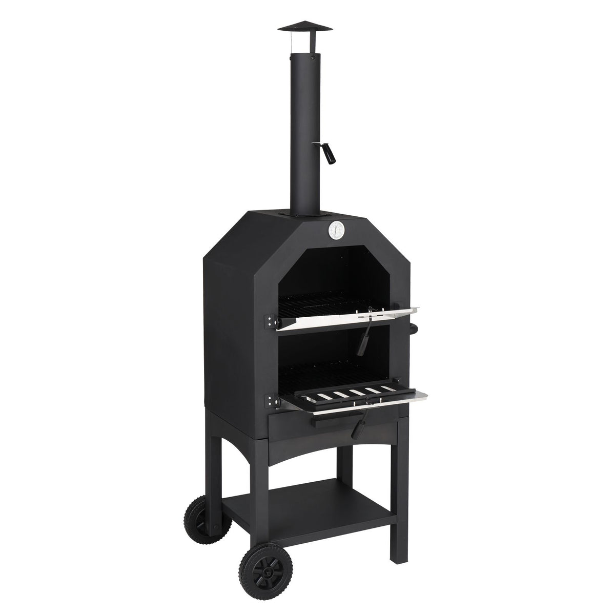 Outdoor Wood-Fired Pizza Oven Kit with Pizza Stone, Peel & Grill Rack – Portable Garden & Camping Pizza Oven