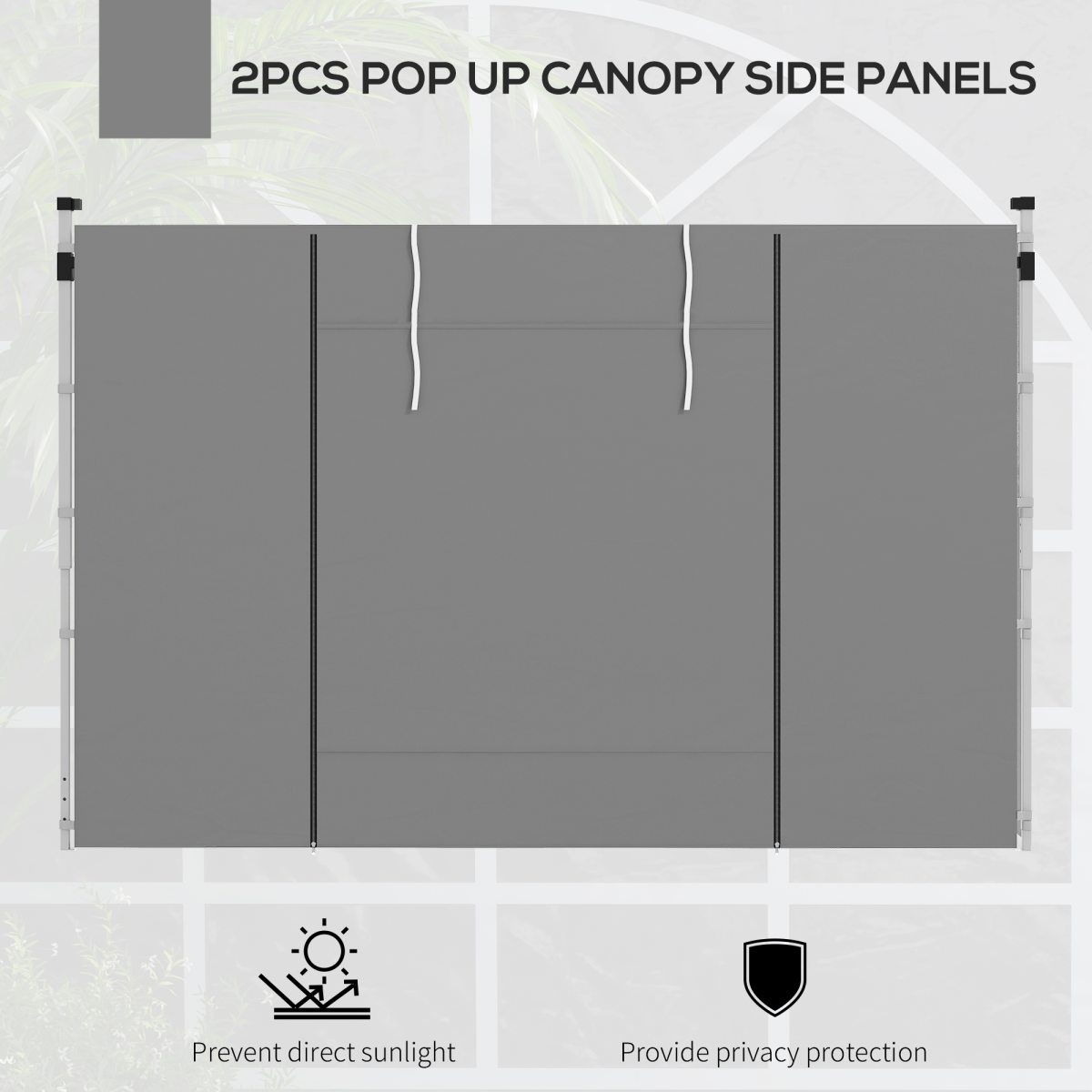 Outsunny 3x3m / 3x6m Pop Up Gazebo Side Panels, 2-Pack with Windows & Zipped Doors – Replacement Set, Grey