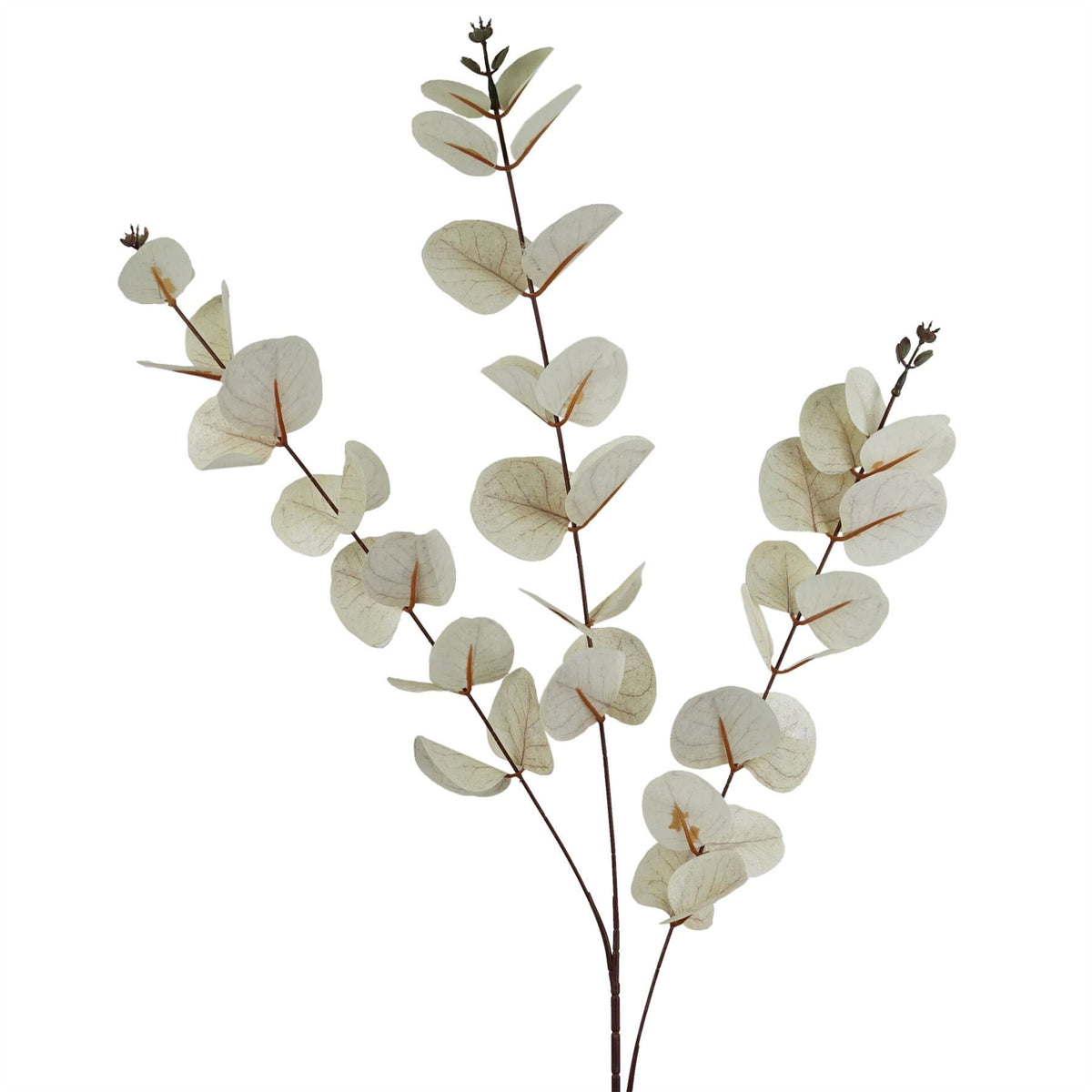 Artificial White Eucalyptus Foliage Stems, Pack of 6 – 80cm Wired Silk Leaf Greenery