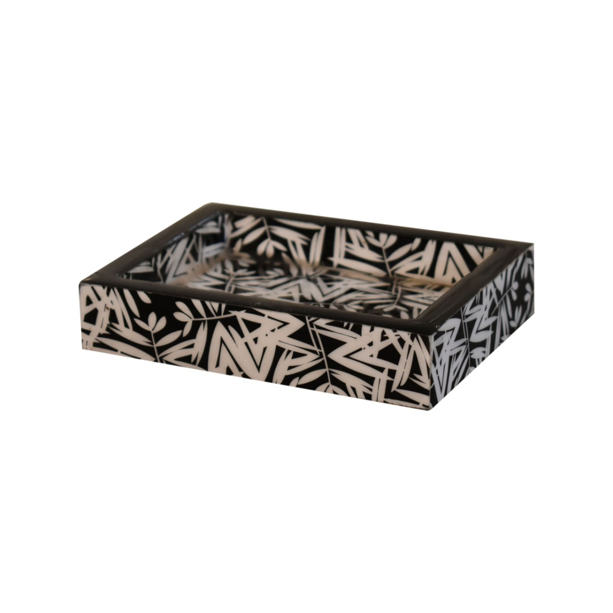 Artisan Furniture Aztec Print Bathroom Accessories Set of 6 – Soap Dispenser, Tray and Storage, White & Black