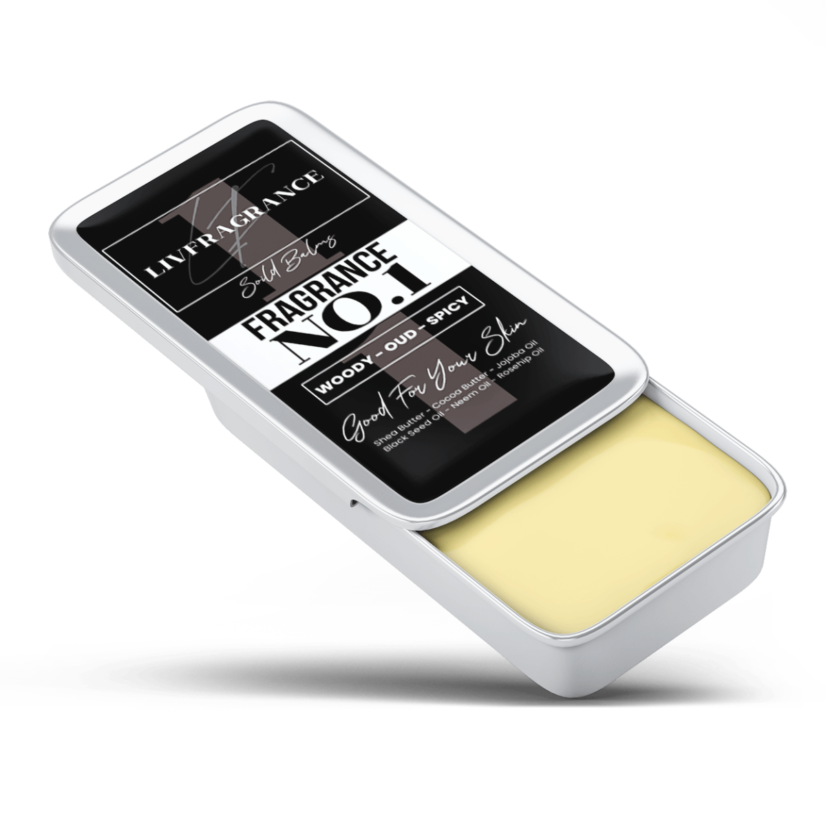 Livfragrance Solid Balm No.1 Oud Woody Spice with Shea, Jojoba & Beeswax – Oud, Woody Fragrance for Men
