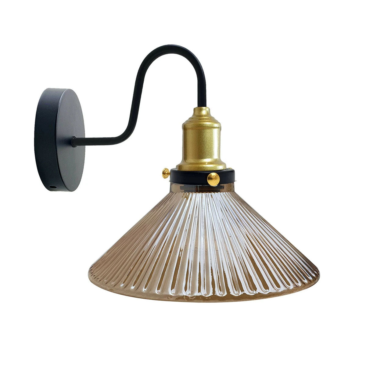 Industrial Amber Glass Shade Wall Light
