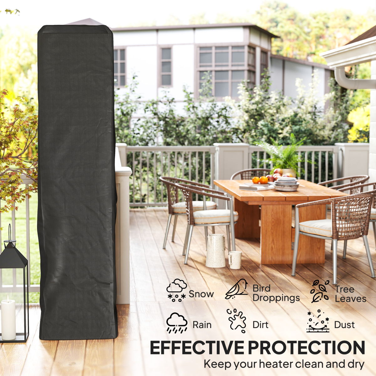 Outsunny Heavy Duty Pyramid Gas Patio Heater Cover with Zip, UPF 30+ Oxford Fabric – Weatherproof, Black