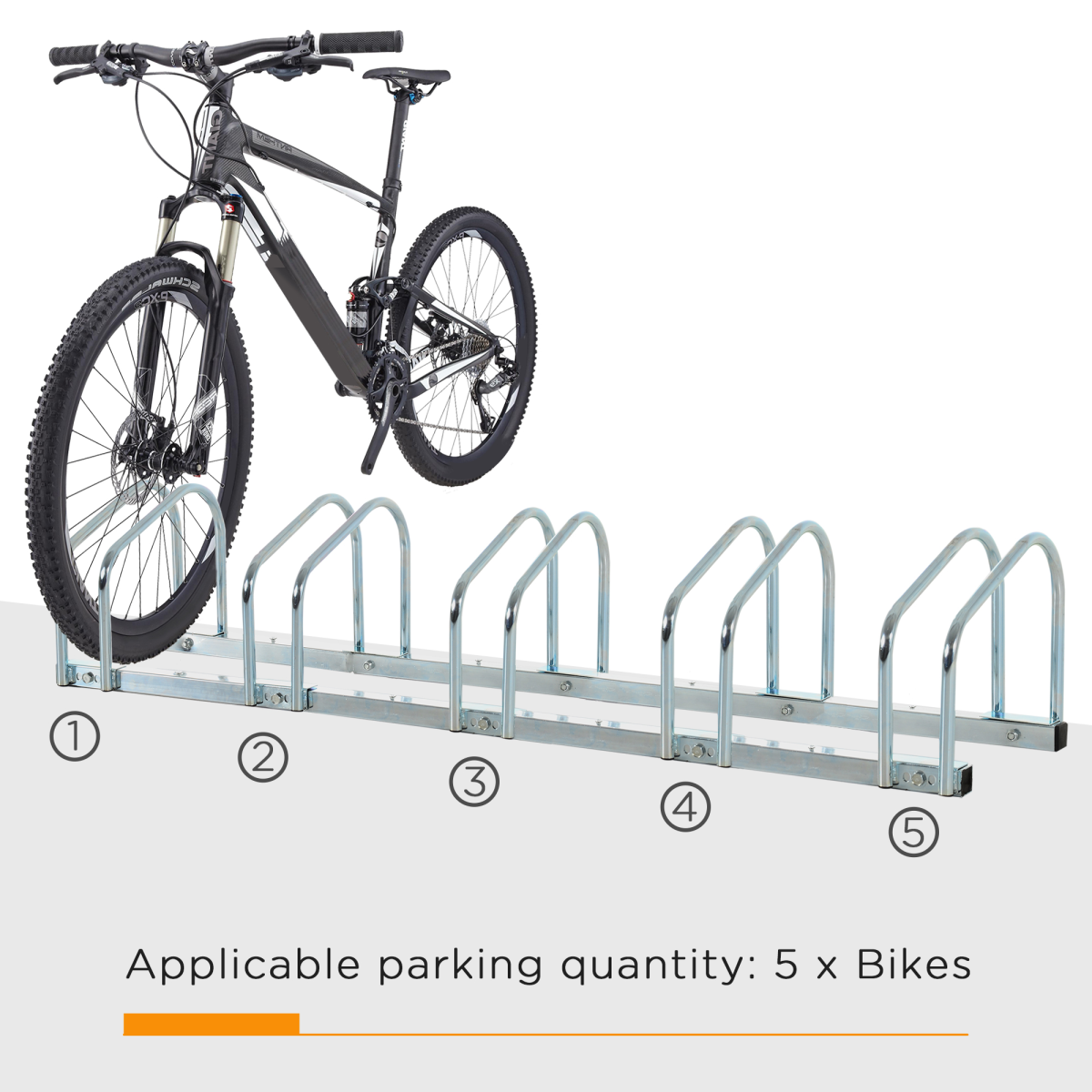 HOMCOM 5 Bike Parking Rack, Galvanised Steel Floor or Wall Mounted Cycle Storage Stand – Garage & Shed
