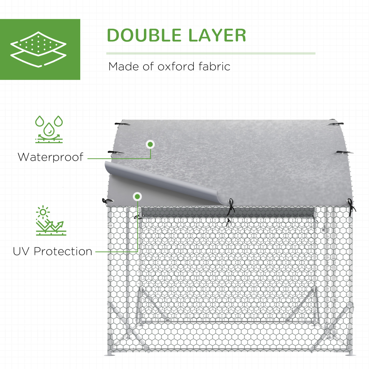 PawHut Galvanised Steel Chicken Run with Canopy Cover and Lockable Door – 2.8 x 1.9 x 2 m Hen House