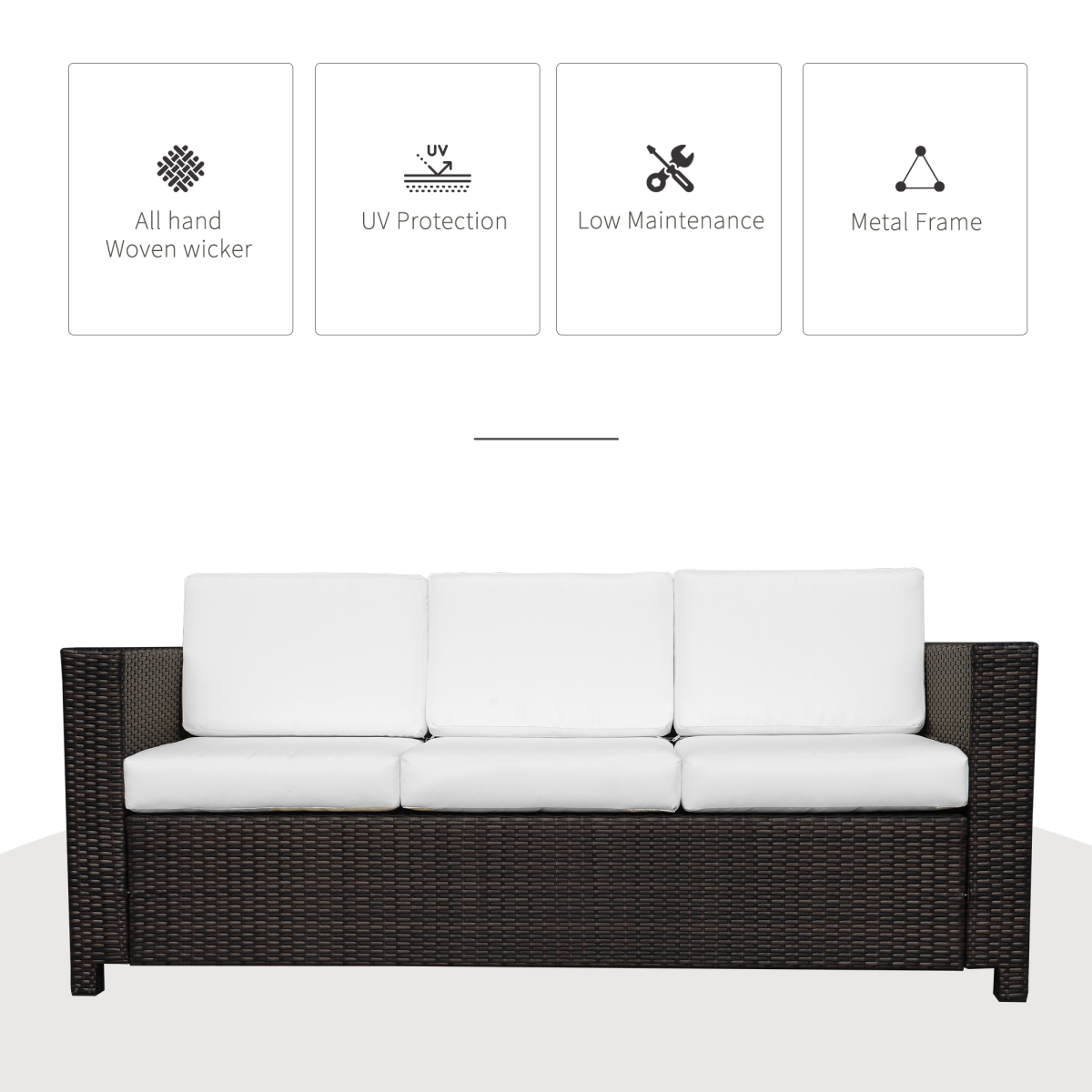 Outsunny Brown Rattan Sofa rattan weave close-up
