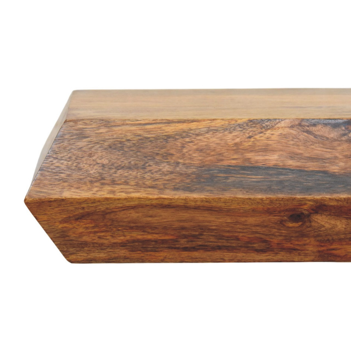 Artisan Furniture Prisma Solid Mango Wood Wall-Mounted Unit with Drawer – Faceted Design, Golden Teak