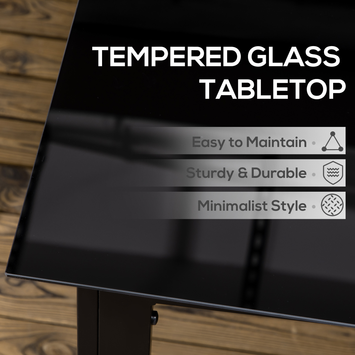 Outsunny Outdoor Dining Table for 6 with Tempered Glass Top & Aluminium Frame – Patio Garden Table, Black