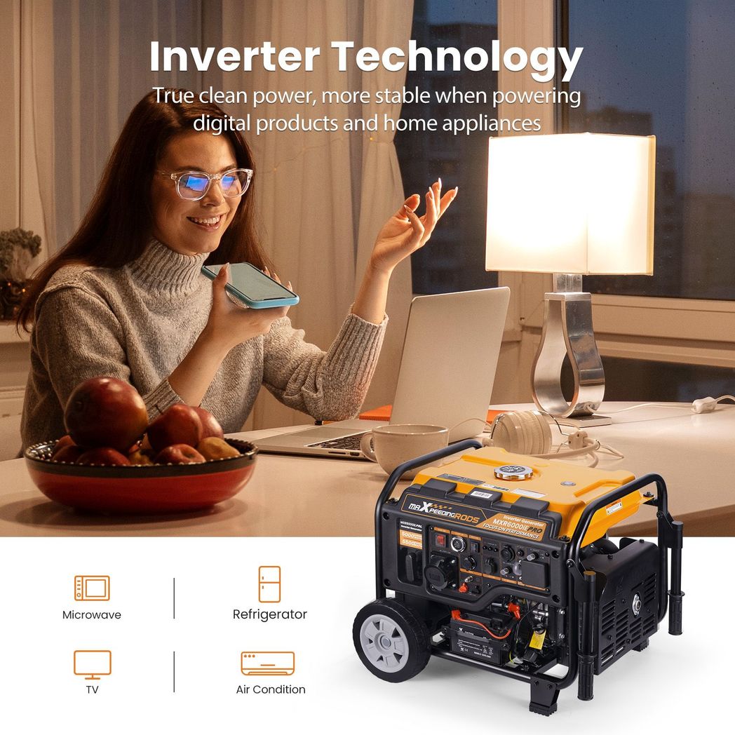 Portable Petrol Inverter Generator 5500W 5.0kVA with ATS Interface – 4-Stroke Power for Camping & Home Backup