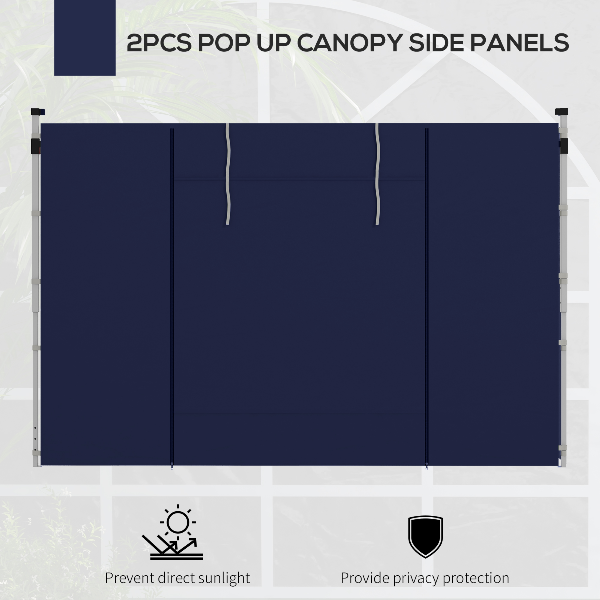 Outsunny 3x3m / 3x6m Pop Up Gazebo Side Panels, 2-Pack with Windows & Zipped Doors – Replacement Set, Blue