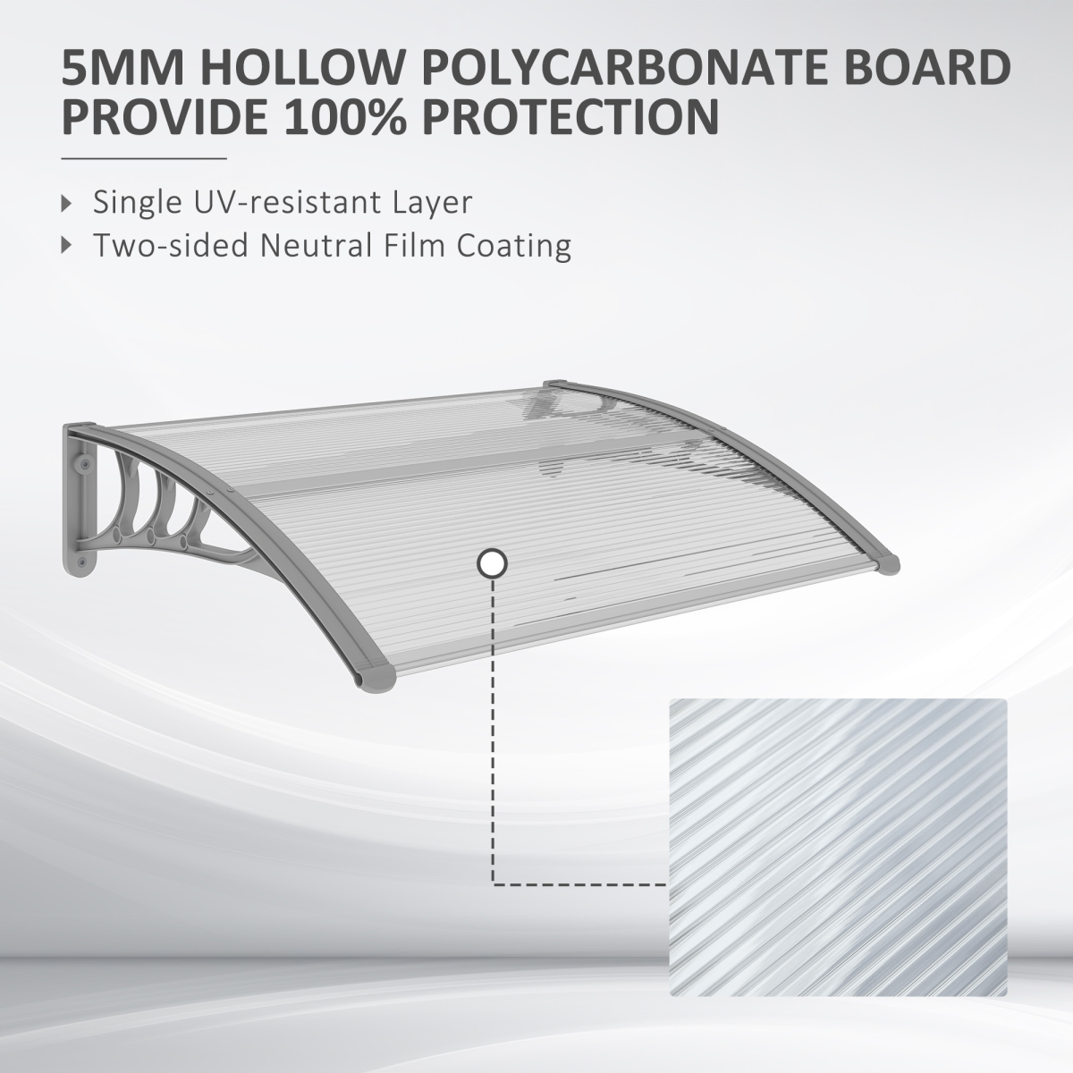Outsunny Clear Polycarbonate Door Canopy with Wall Mounting Kit – Window & Doorway Rain Shelter