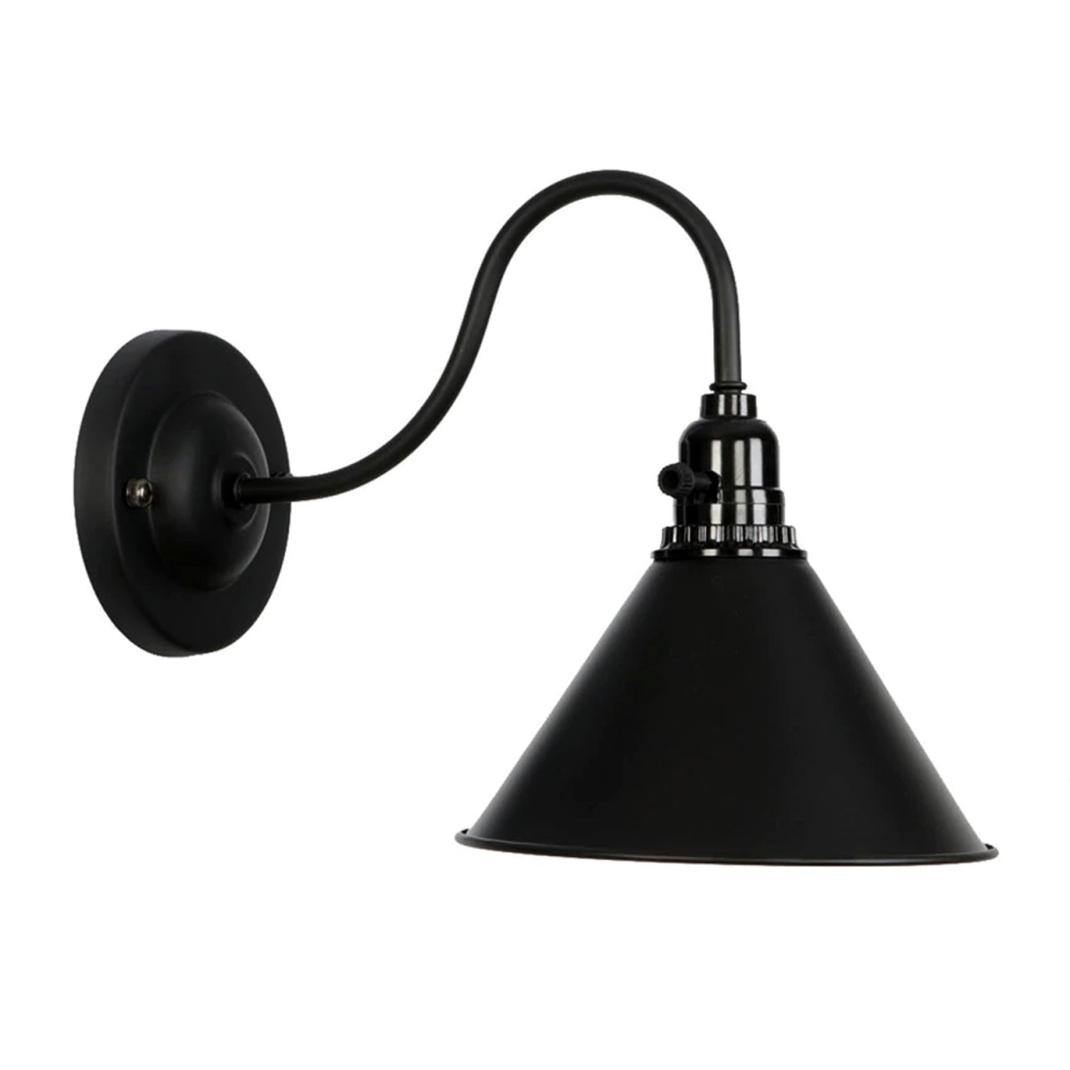 LEDSone Black Cone Industrial Cage Wall Light – Rustic Iron Wall Lamp with E27 Holder