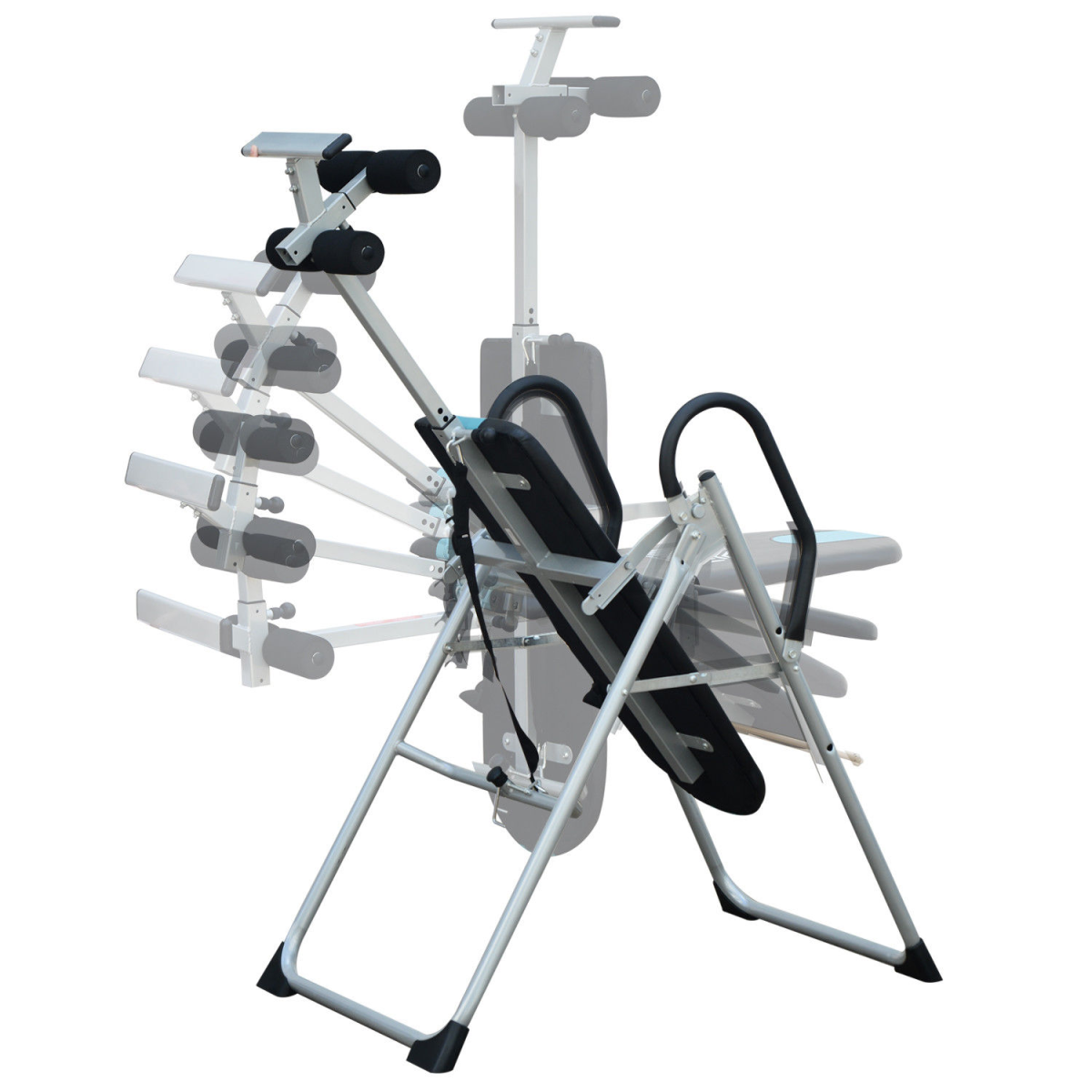 HOMCOM Foldable Gravity Inversion Table with Safety Belt & Padded Ankle Support – Home Back Therapy Bench, 110kg