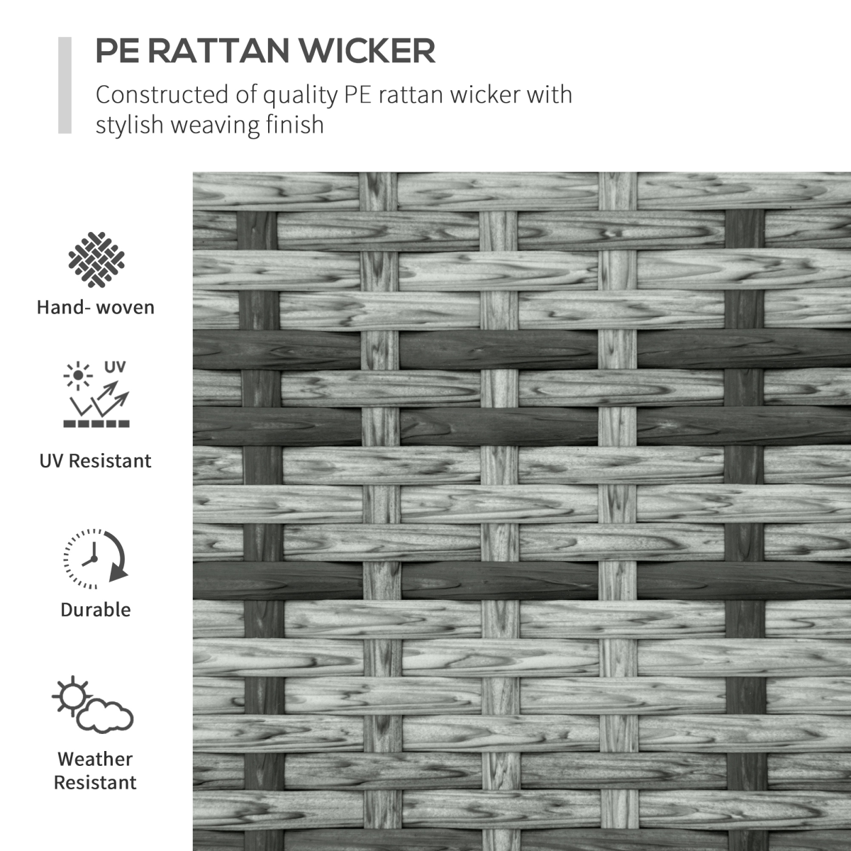 Close-up of the PE rattan weave on the Outsunny chaise lounge set
