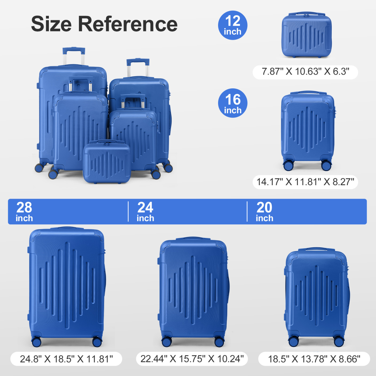 20-Inch ABS Hard Shell Carry-On Suitcase with Diamond Pattern, Combination Lock and Corner Guards – Navy Blue