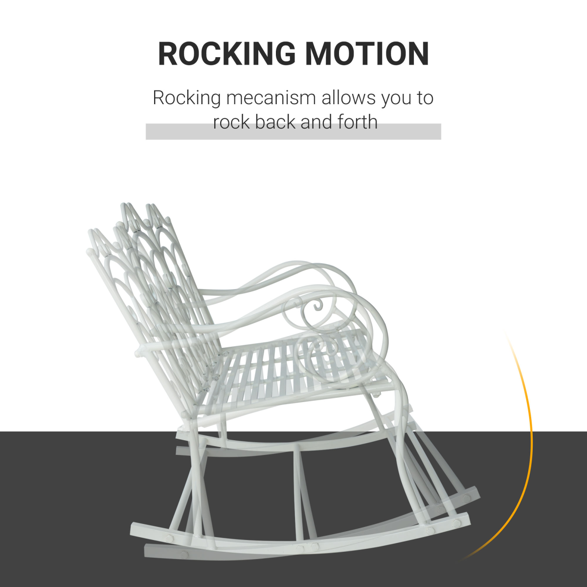 Outsunny 2-Seat Metal Rocking Bench with Armrests – Powder-Coated Patio Chair, Antique Park Style