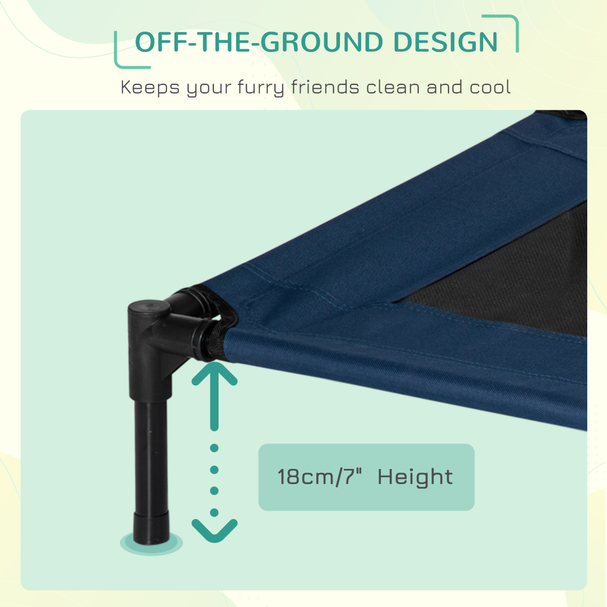 PAWHUT Raised Pet Bed with Metal Frame and 600D Oxford Fabric – Portable Waterproof Dog and Cat Cot for Camping