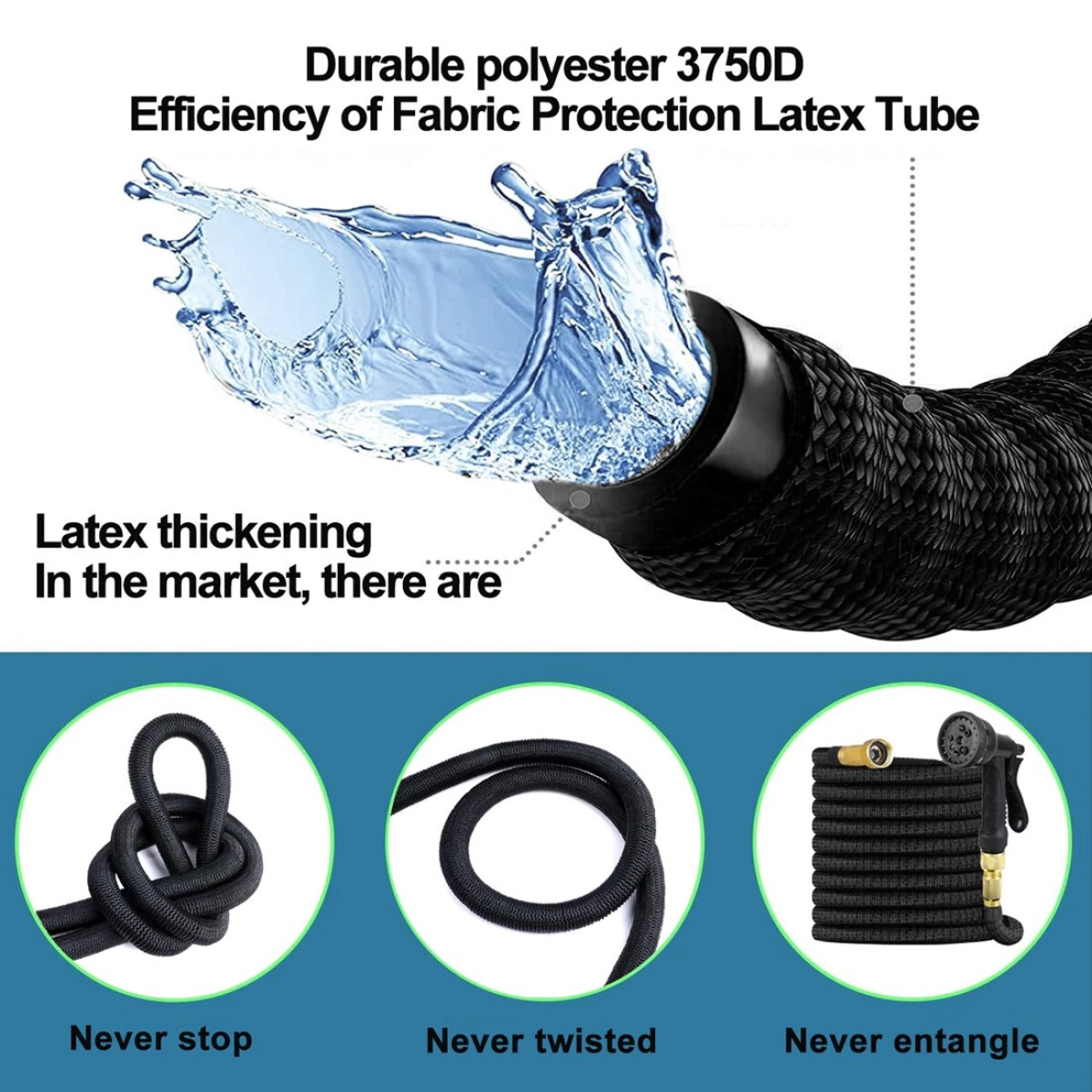 Expandable Garden Hose Pipe, 25ft (7.5m) with 8-Pattern Spray Gun – Flexible Garden Watering Hose