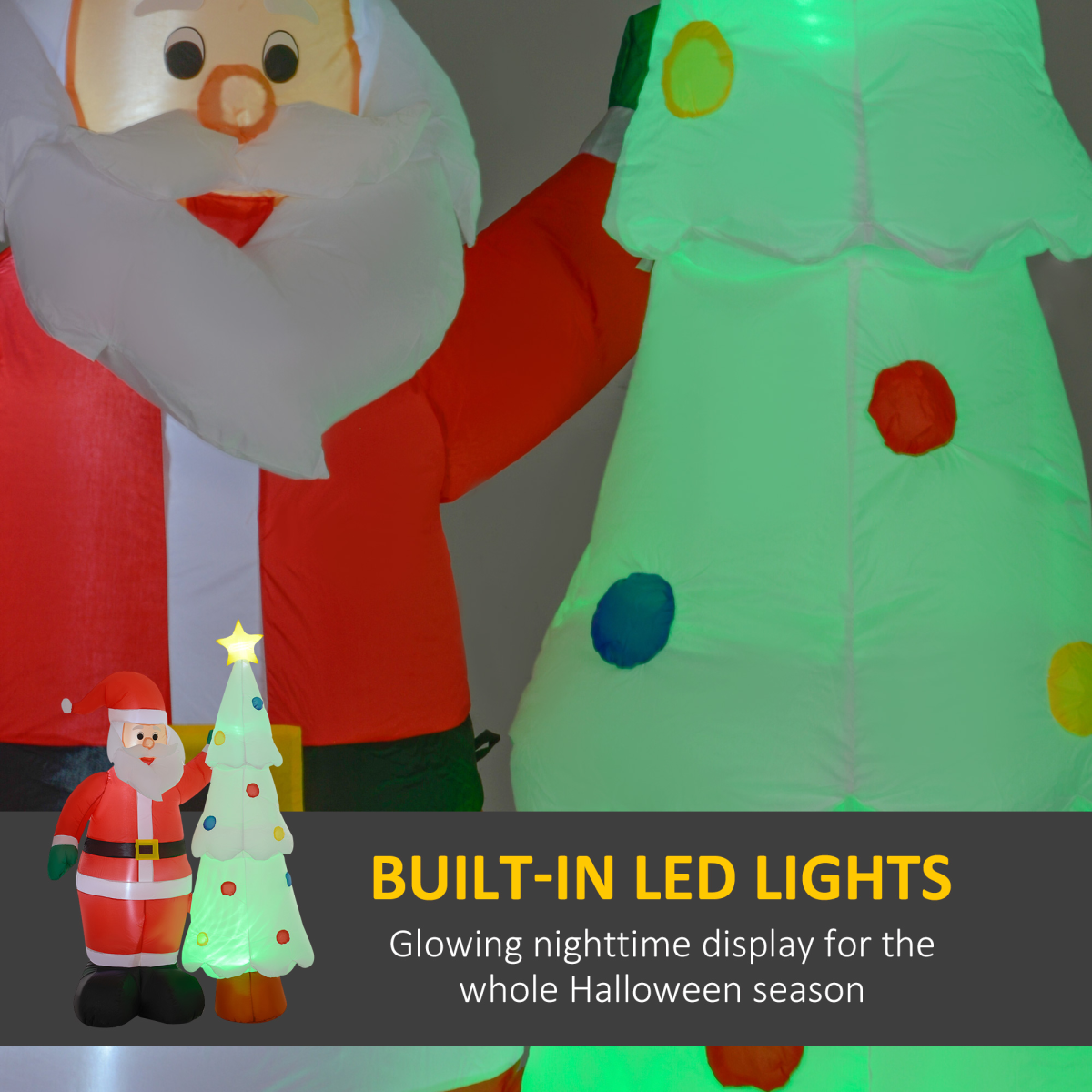 Outsunny 7ft Christmas Inflatable Santa Claus & Tree with Rotating Magic Ball Light – Indoor & Outdoor, Red