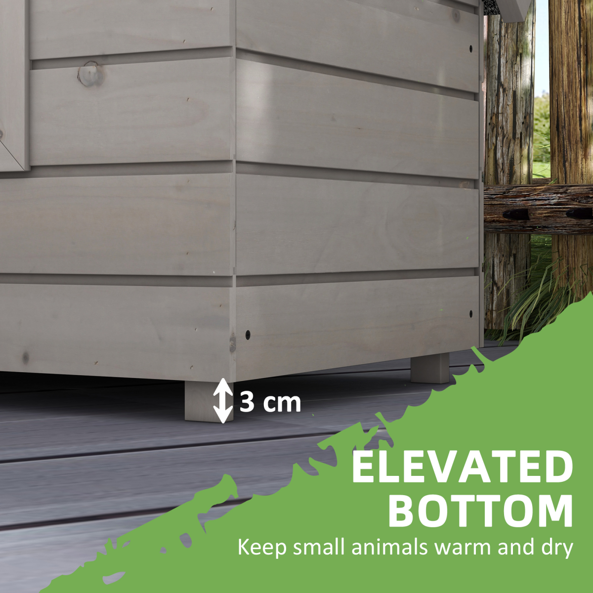PawHut Wooden Cat House for Outdoors with Openable Asphalt Roof & Window – Elevated Shelter, Grey