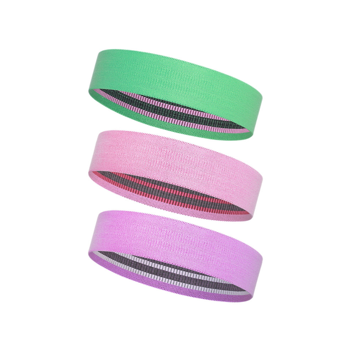 Set of 3 Fabric Resistance Loop Bands with Carry Bag, Light to Heavy – Home Gym Glute, Leg & Yoga Training